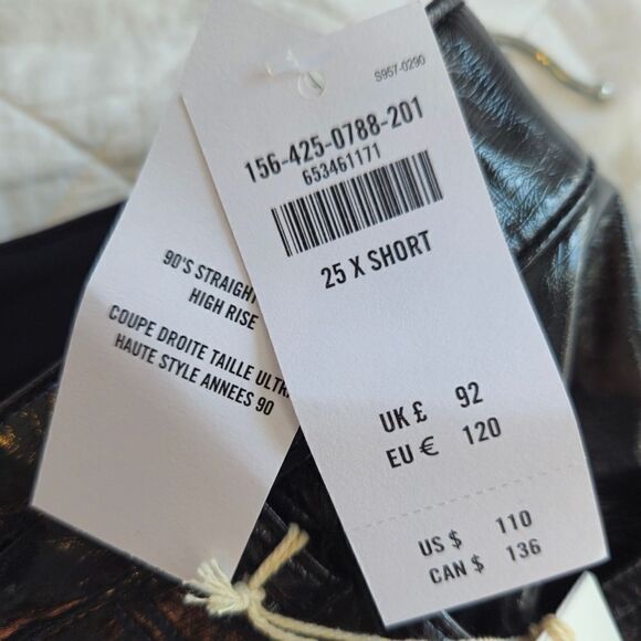 NWT Abercrombie & Fitch Patent Leather The 90s Straight Ultra High Rise Pant 25S - Picture 9 of 14